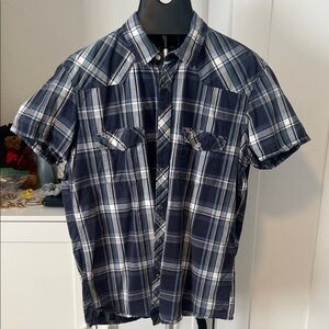 H&M Men's Blue and White Plaid Shirt